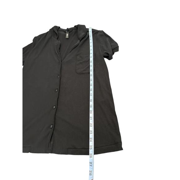 Skims Black Ribbed Loungewear Button Front Soft Lounge Sleep Shirt Size Small - Picture 13 of 13
